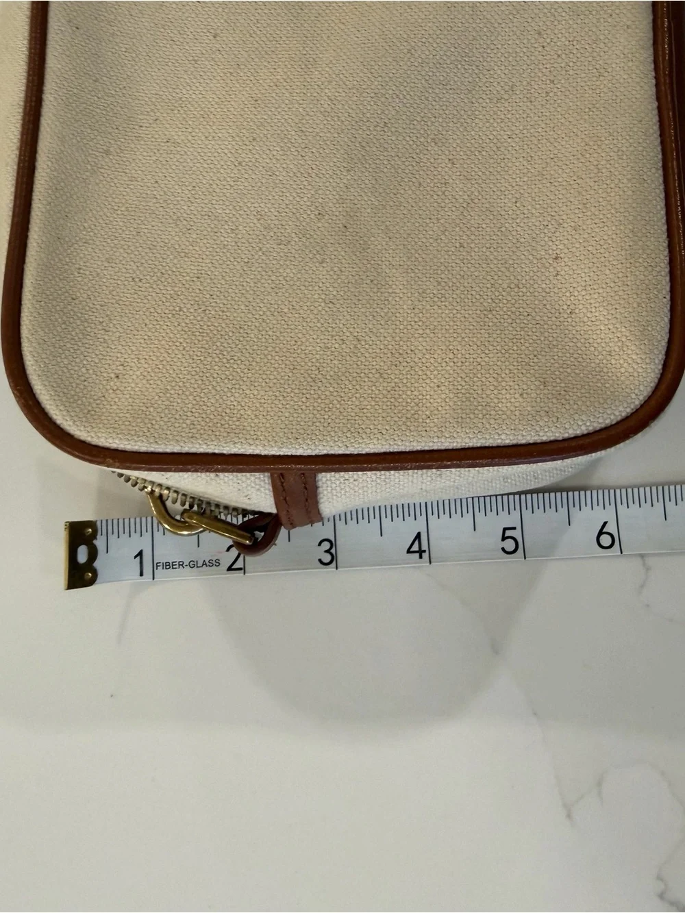 J. Crew Cream Canvas Belt Bag with Brown Trim